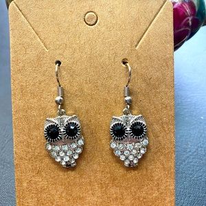 Rhinestone Owl Earrings